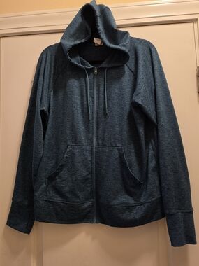 Athletic Works Dark Heather Teal Hoodie With Thumb Holes
